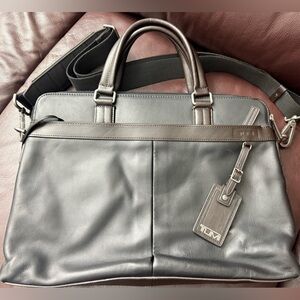 TUMI Tafton Leather Double Zip Briefcase - Harrison Collection - Authentic